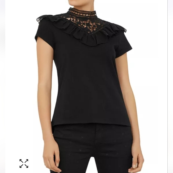 Ted Baker London Tops - Ted Baker London Superstar Mix Aurra Short Sleeve Lace Yoke Top